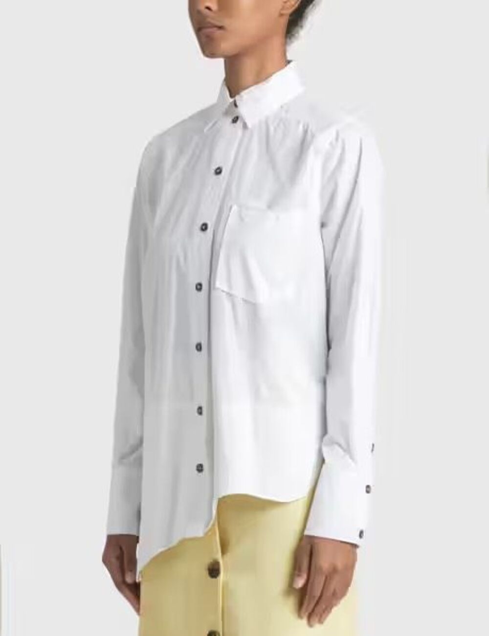 Ganni organic cotton asymmetrical wavy shirt button front women's size 38